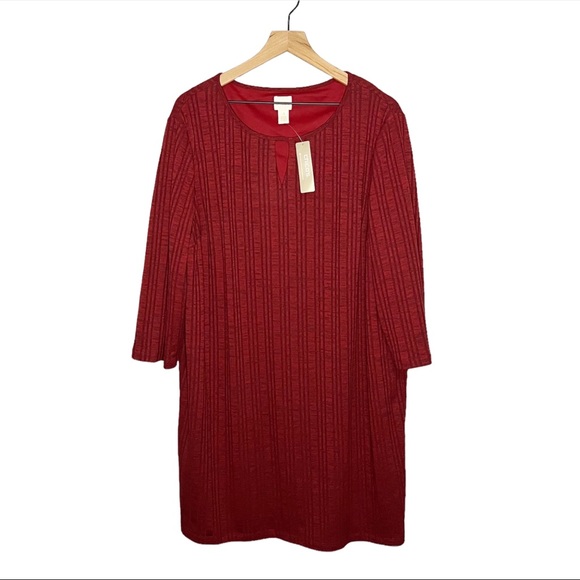 Chico's Dresses & Skirts - NWT Chico's Heathered Rib Short Dress in Cranberry Spice Red 4 XXL 2X 2XL